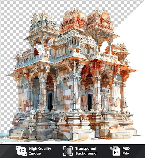 PSD watercolor illustration of a hindu temple in india handdrawn illustration