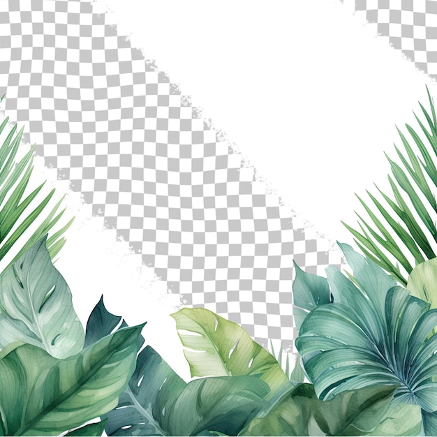 Watercolor illustration of plants on transparent background for banner or invitation