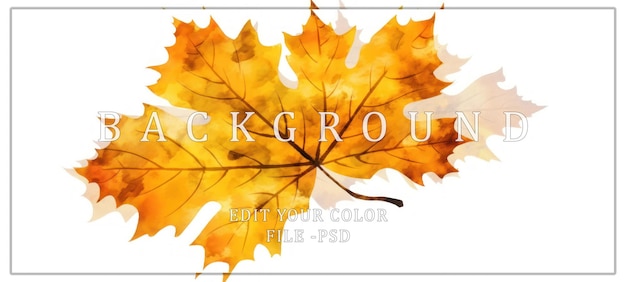 PSD watercolor illustration of a single autumn leaf