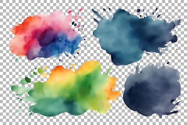 PSD watercolor ink brush collection on transparent background