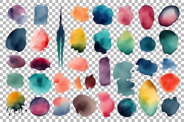 Watercolor Ink Brush Collection on transparent background