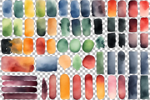 PSD watercolor ink brush collection on transparent background