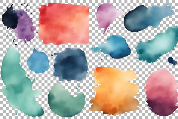 Watercolor Ink Brush Collection on transparent background