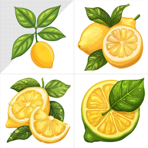 PSD watercolor lemons clipart series with no background