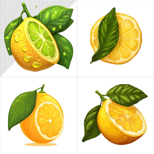 PSD watercolor lemons clipart series with no background