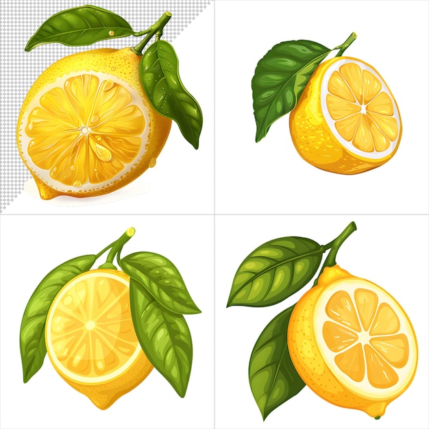 Watercolor Lemons Clipart Series with No Background