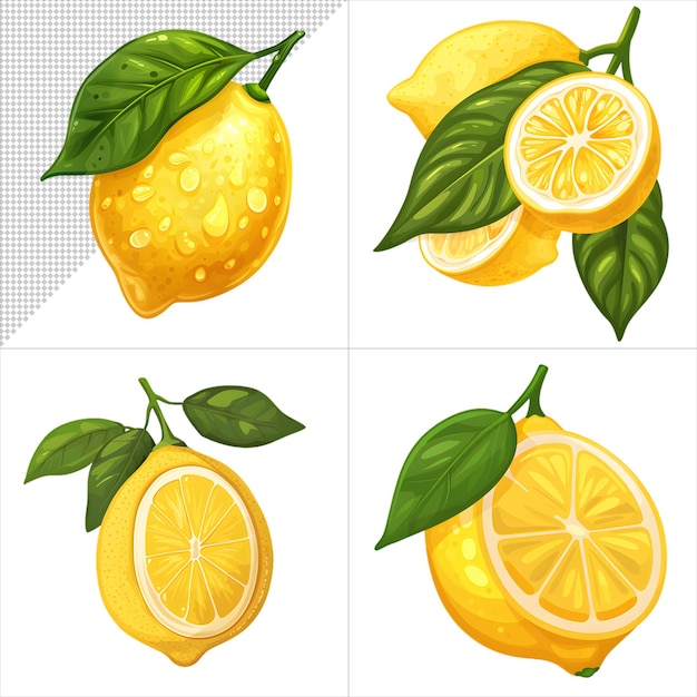 PSD watercolor lemons clipart series with no background