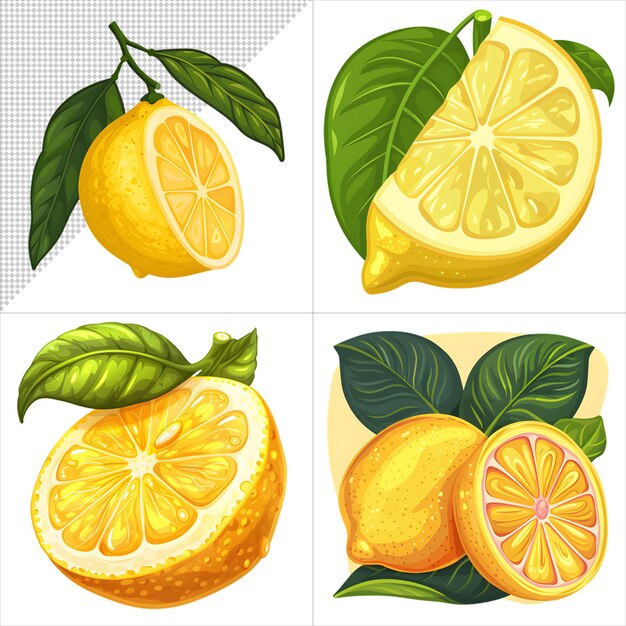 Watercolor Lemons Clipart Series with No Background