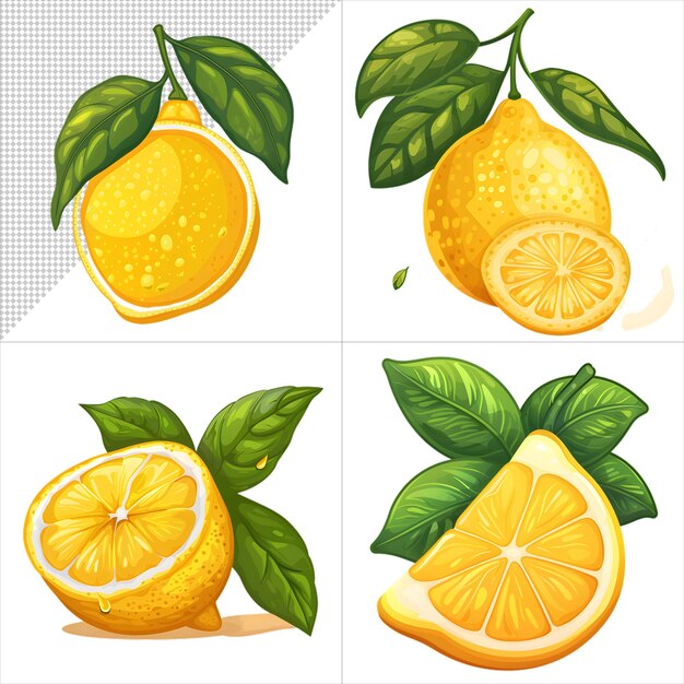 PSD watercolor lemons clipart series with no background