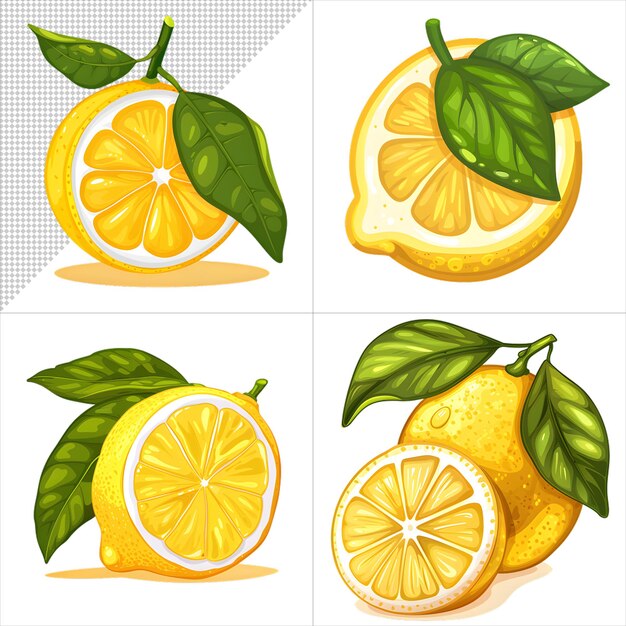 PSD watercolor lemons clipart series with no background