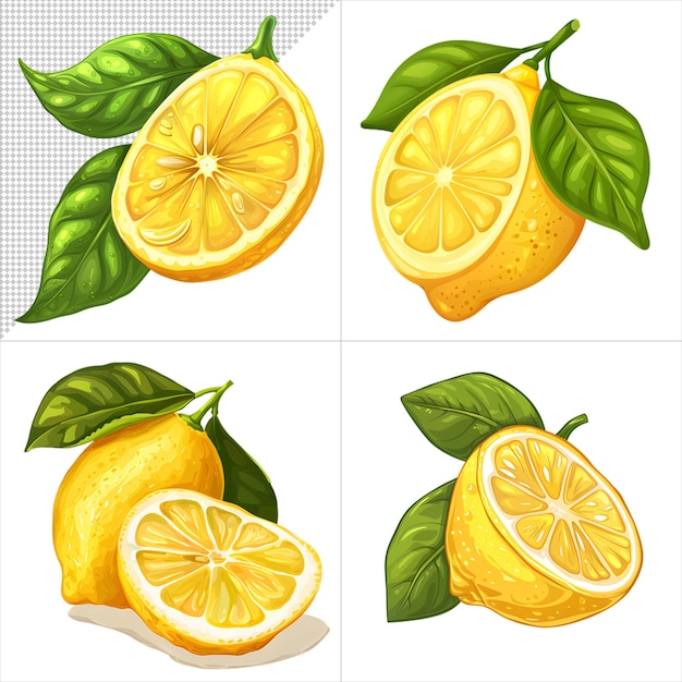 Watercolor Lemons Clipart Series with No Background