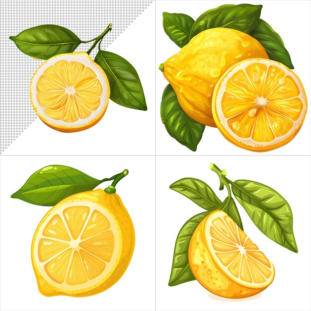 PSD watercolor lemons clipart series with no background