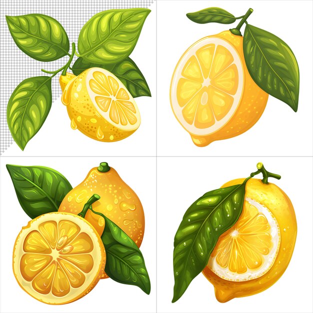 Watercolor Lemons Clipart Series with No Background