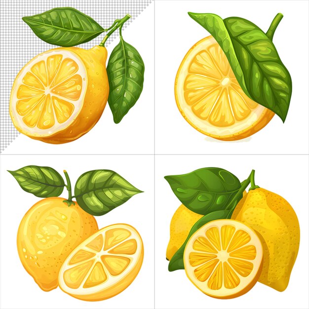 Watercolor Lemons Clipart Series with No Background