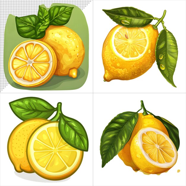 PSD watercolor lemons clipart series with no background