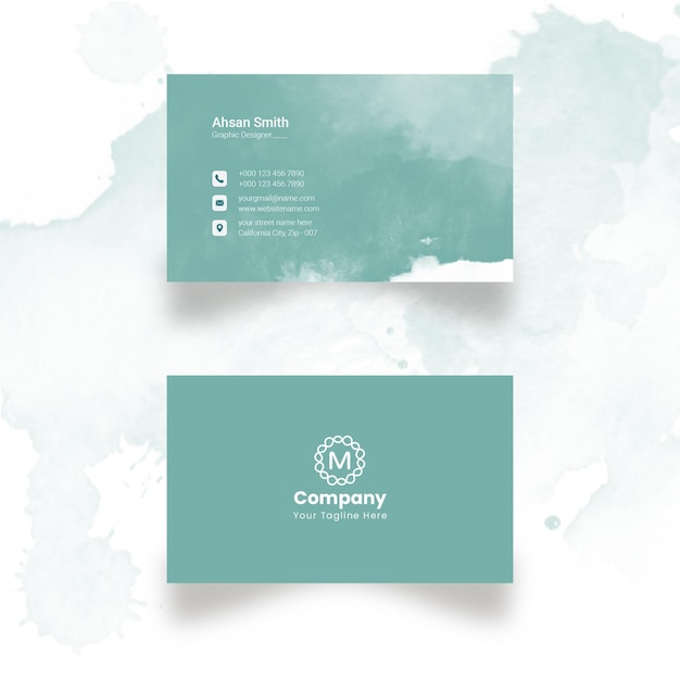 PSD watercolor minimalist business card