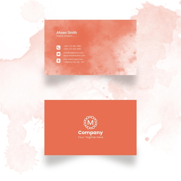 PSD watercolor minimalist business card