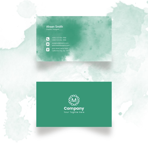 PSD watercolor minimalist business card