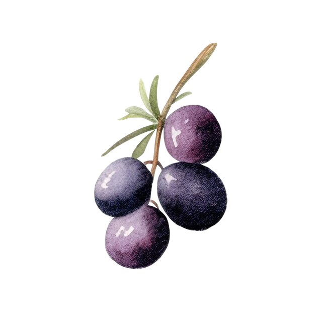 Watercolor Olives Illustration Handdrawn fresh food design element isolated on a white background