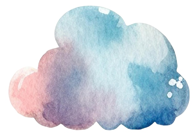 Watercolor painted cloud Hand drawn design element isolated on transparent background