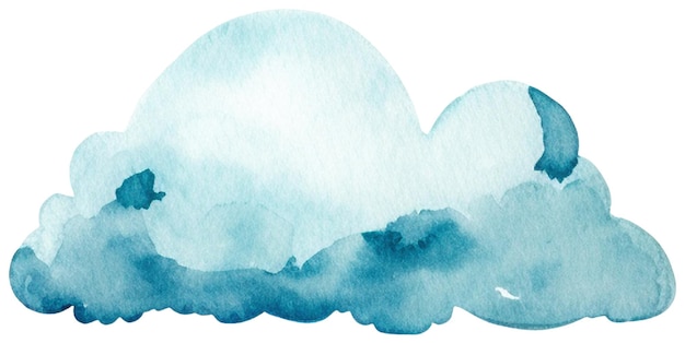 PSD watercolor painted cloud hand drawn design element isolated on transparent background