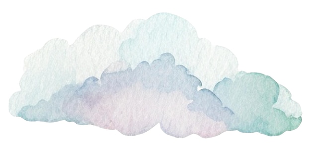 PSD watercolor painted cloud hand drawn design element isolated on transparent background