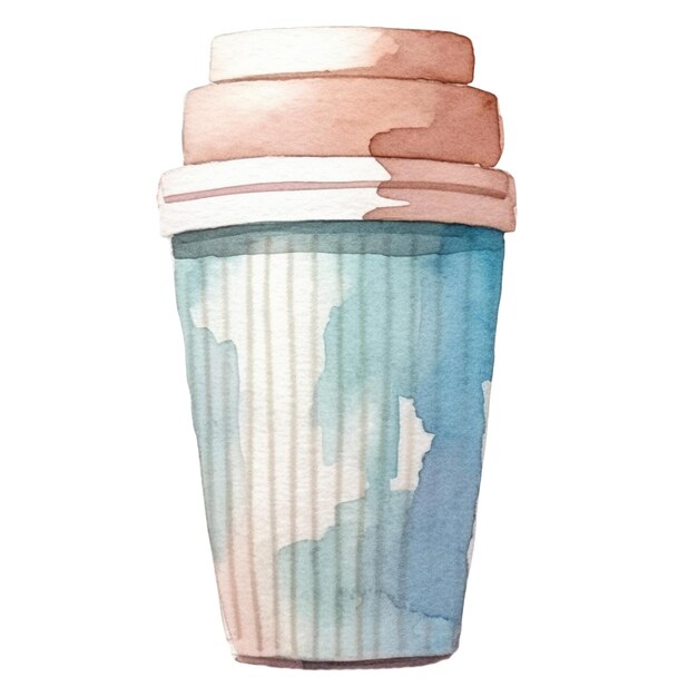 PSD watercolor painted coffee cup hand drawn design element isolated on transparent background