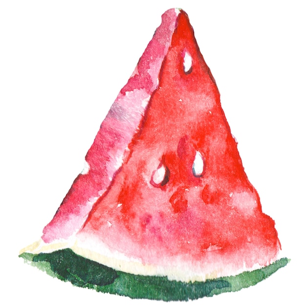 Watercolor painted watermelon Hand drawn fresh food design elements isolated on white background