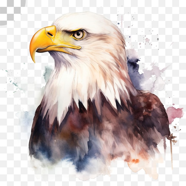 A watercolor painting of a bald eagle png download