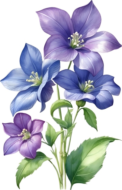 Watercolor painting of Balloon flower Illustration of flowers AIGenerated