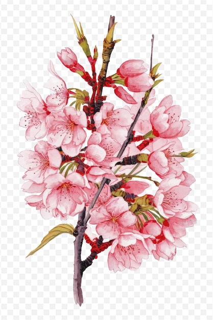 a watercolor painting of a cherry blossom tree