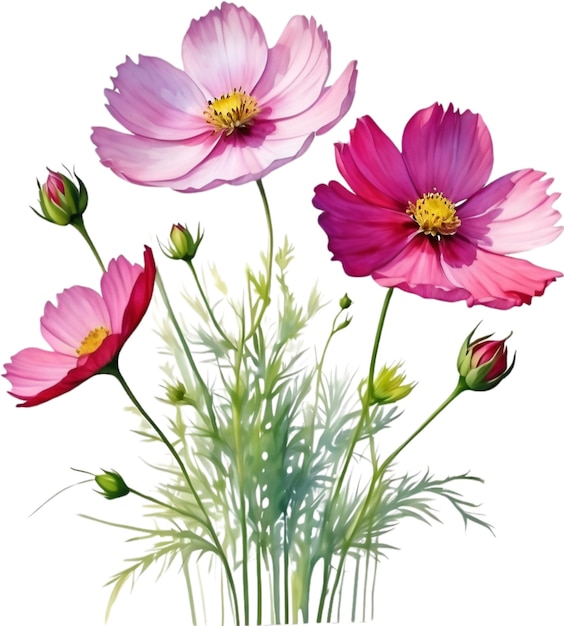 Watercolor painting of a Cosmos flower