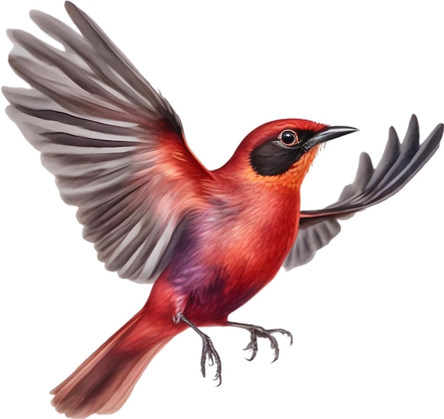 Watercolor painting of crimson chat bird