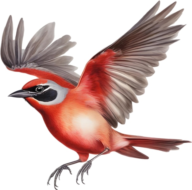 Watercolor painting of crimson chat bird