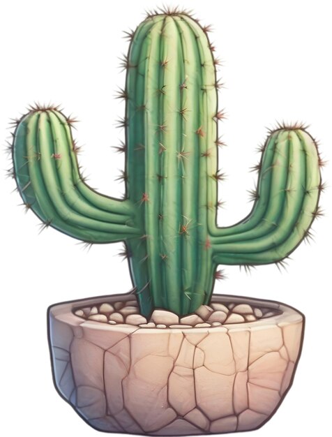 Watercolor painting of a cute Desert Cactus