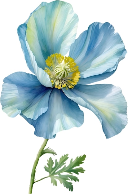 Watercolor painting of Himalayan Poppy flower Illustration of flowers AIGenerated