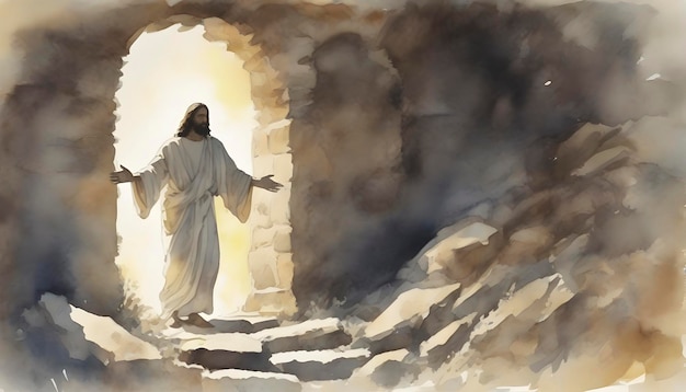 Watercolor painting of Jesus Christ s resurrection