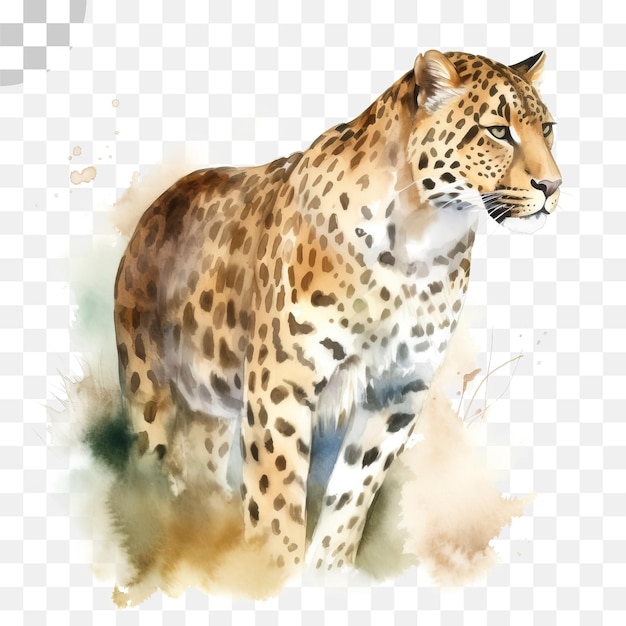 Watercolor painting of a leopard on a transparent background - leopard png download