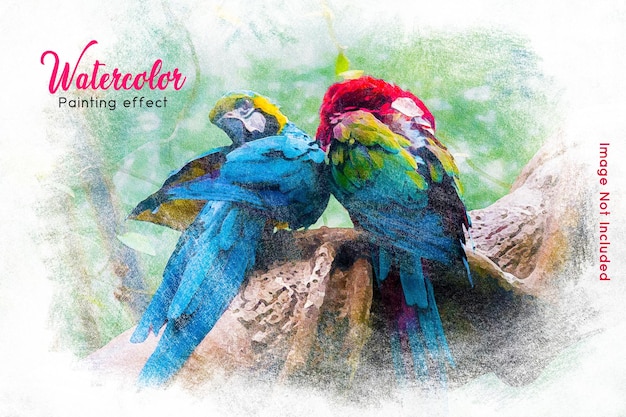 Watercolor painting photo effect template