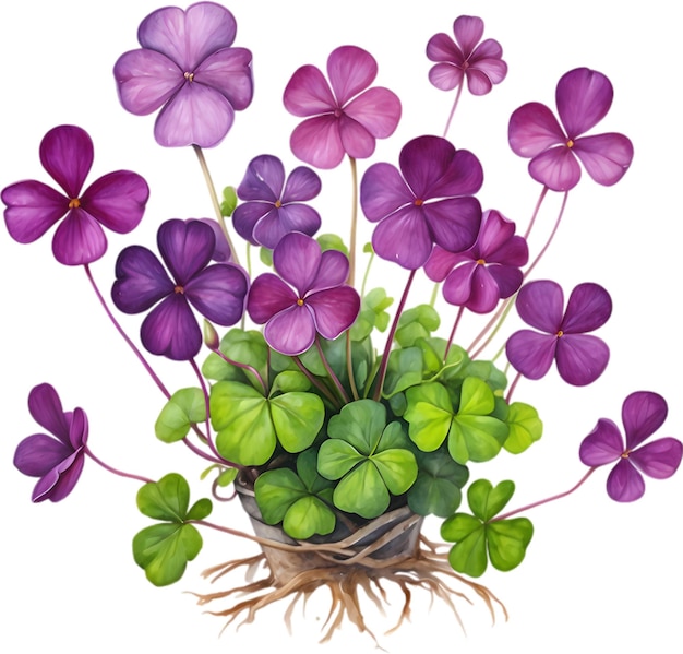 Watercolor painting of the Purple Shamrock plant