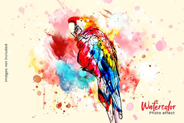 Watercolor painting splash photo effect template