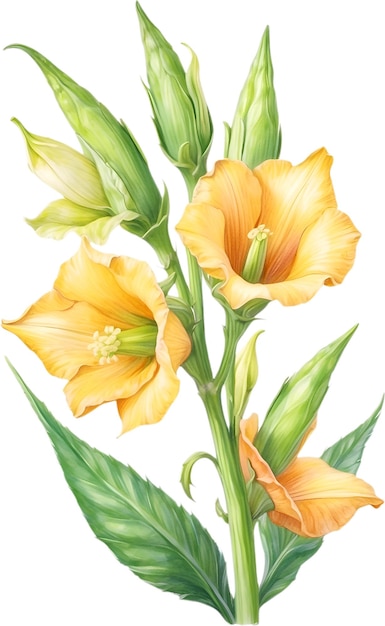 Watercolor painting of Squash flower AiGenerated