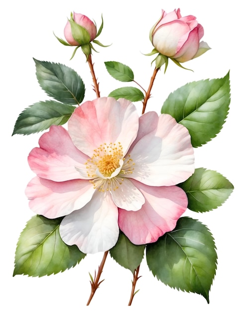 Watercolor painting of the wild rose