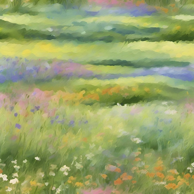 PSD watercolor painting of a wildflower field aigenerated