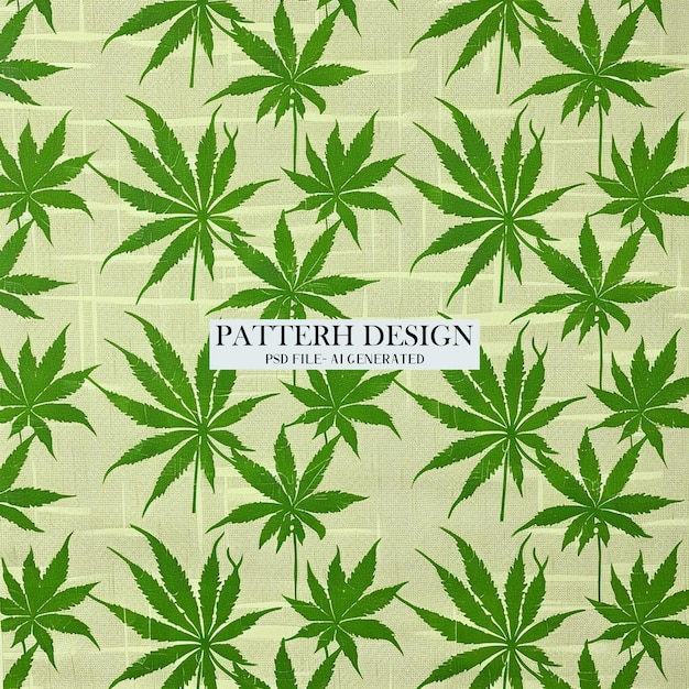 PSD watercolor pattern of cannabis leaves on a yellow background beautiful print