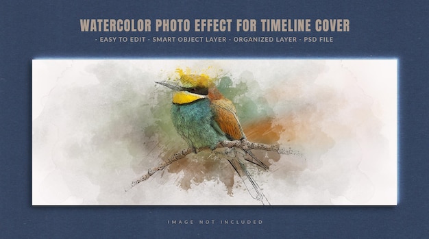 Watercolor photo effect for Social Media timeline cover