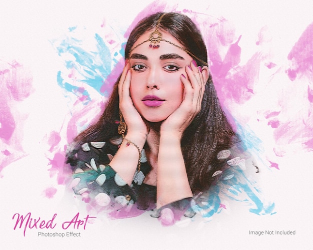 Watercolor photo Effect Template