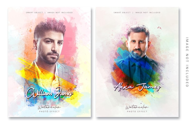 Watercolor photo effect two template