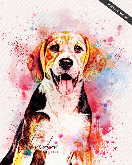 Watercolor poster with a dog named tinker