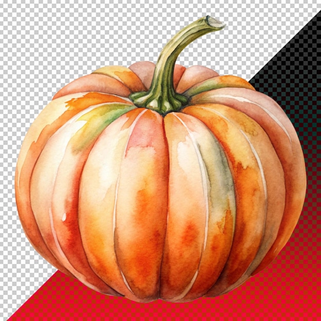 PSD watercolor pumpkin for fall decor on transperent background